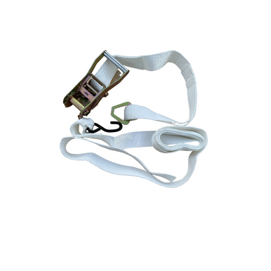 2"x15' White Tent Ratchet Strap with S-Hook